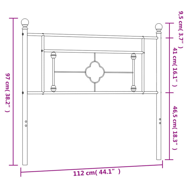 Schwarzes Metallkopfteil Vinu 107cm