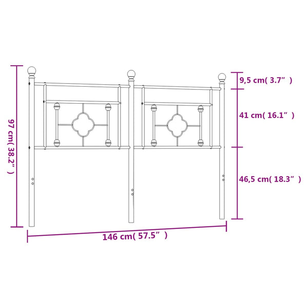Musta metallinen sängynpääty Vinu 140cm