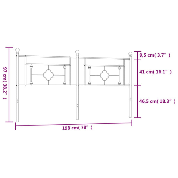 Schwarzes Metallkopfteil Vinu 193 cm