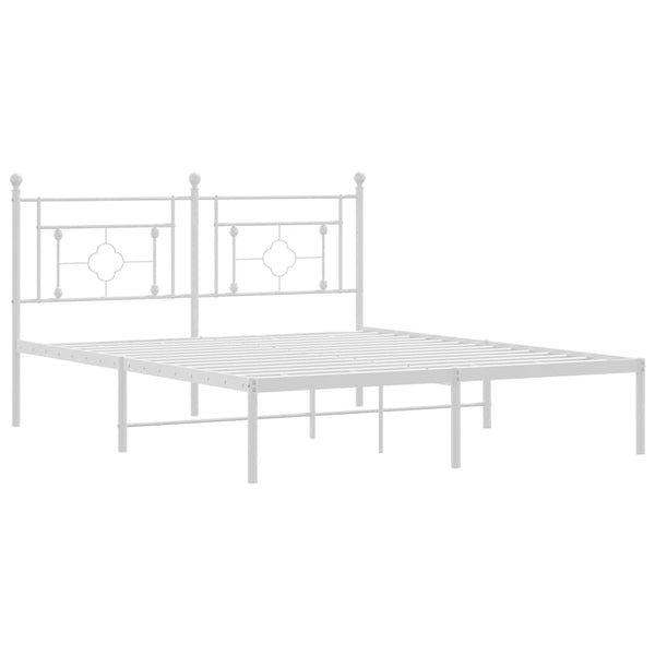 Weißes Bettgestell aus Metall mit Kopfteil Hartia 160x200cm