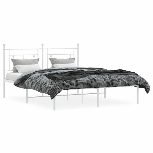 Weißes Bettgestell aus Metall mit Kopfteil Hartia 160x200cm