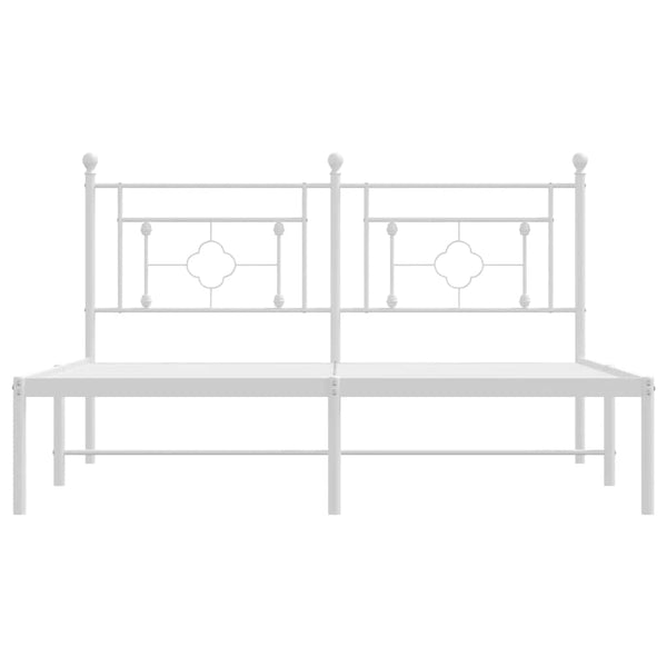 Weißes Bettgestell aus Metall mit Kopfteil Hartia 160x200cm