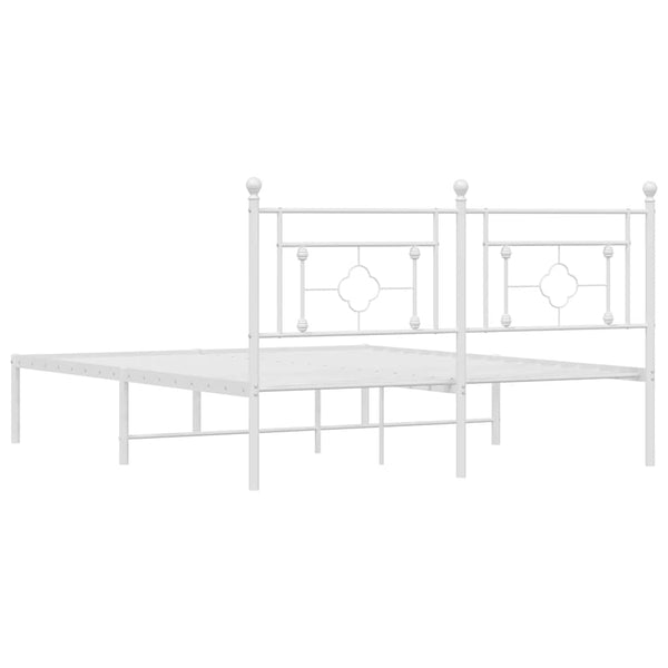 Weißes Bettgestell aus Metall mit Kopfteil Hartia 160x200cm