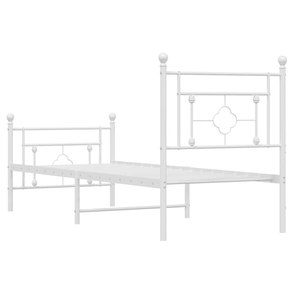 Weißes Metallbettgestell mit Kopfteilen Hartia 80x200cm