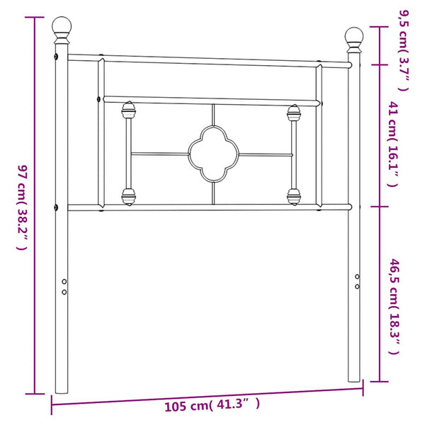 Weißes Metallkopfteil Vinu 100cm