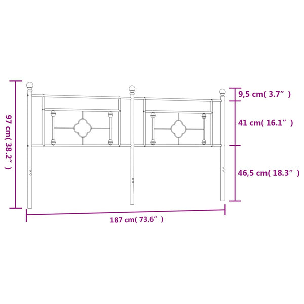 Weißes Metallkopfteil Vinu 180cm