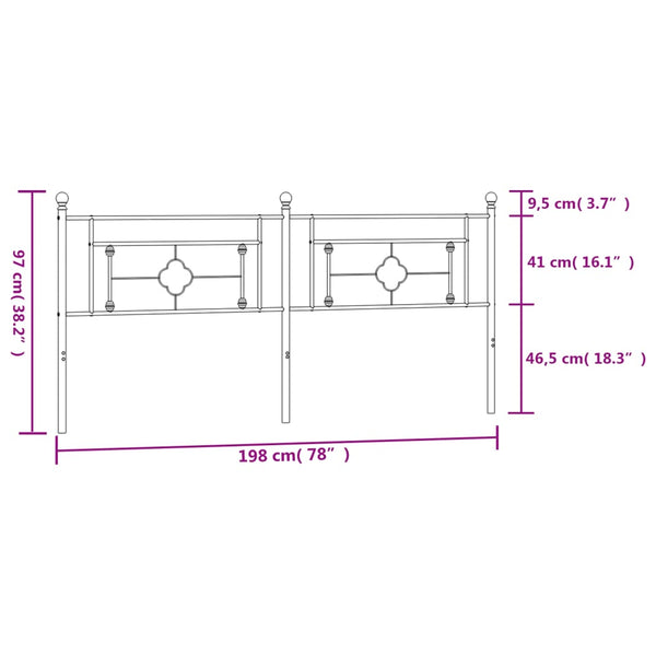 Weißes Metallkopfteil Vinu 193 cm