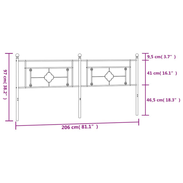 Valkoinen metallinen sängynpääty Vinu 200cm