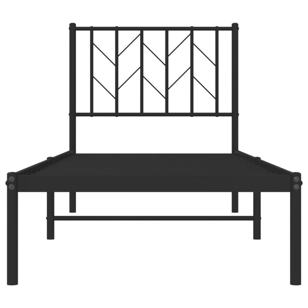 Musta metallinen sängynrunko päädyllä Tchervincky 75x190cm