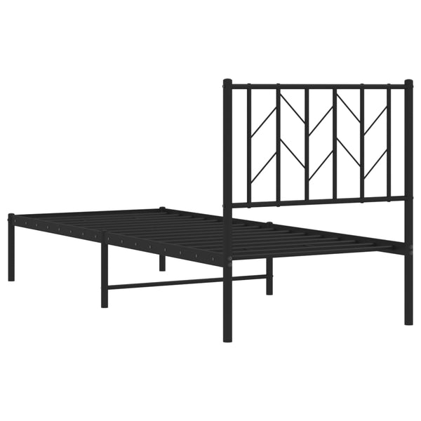 Musta metallinen sängynrunko päädyllä Tchervincky 75x190cm