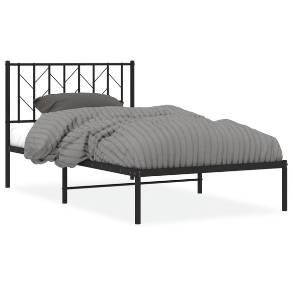Schwarzes Metallbettgestell mit Kopfteil Tchervincky 100x190cm