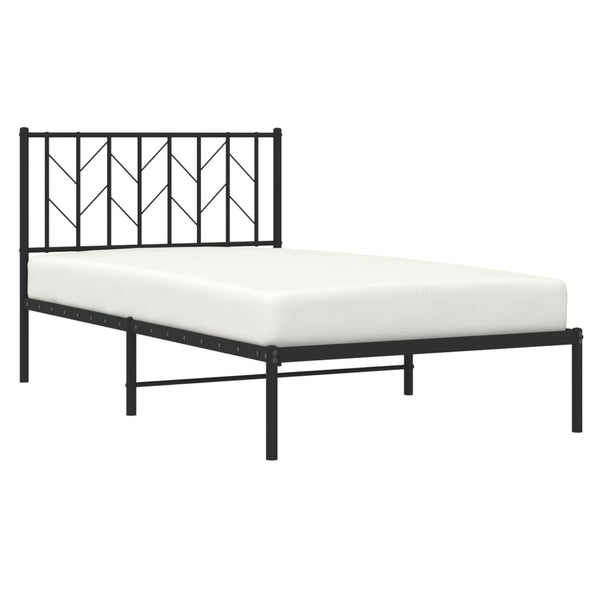 Schwarzes Metallbettgestell mit Kopfteil Tchervincky 100x190cm