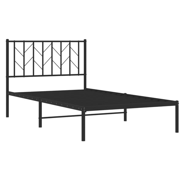 Schwarzes Metallbettgestell mit Kopfteil Tchervincky 100x190cm