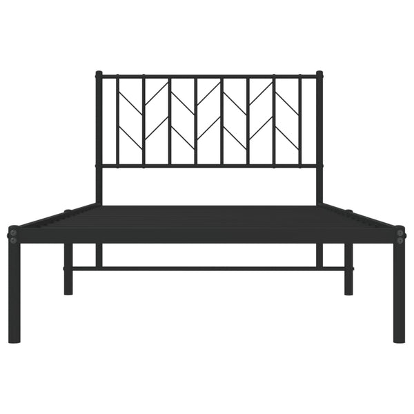 Schwarzes Metallbettgestell mit Kopfteil Tchervincky 100x190cm