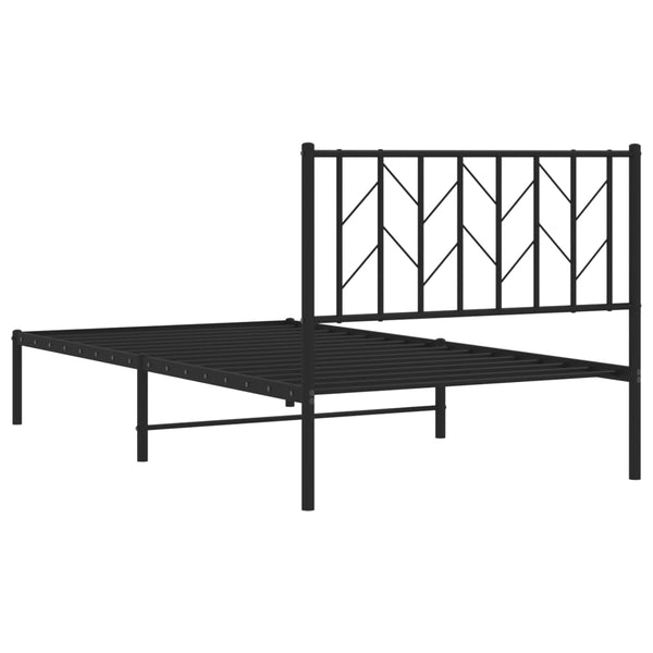 Schwarzes Metallbettgestell mit Kopfteil Tchervincky 100x190cm