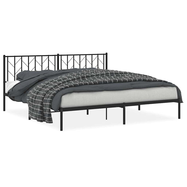 Schwarzes Metallbettgestell mit Kopfteil Tchervincky 193x203cm