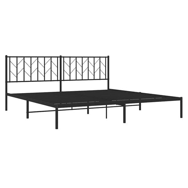 Schwarzes Metallbettgestell mit Kopfteil Tchervincky 193x203cm
