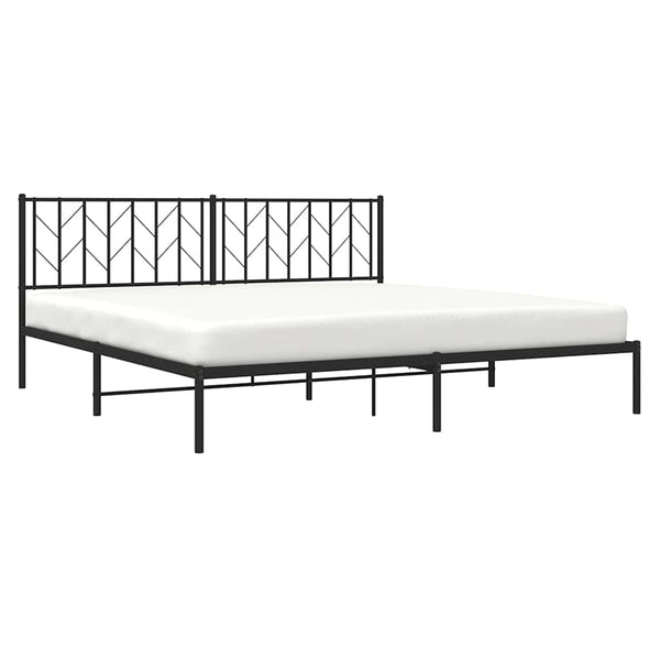 Schwarzes Metallbettgestell mit Kopfteil Tchervincky 193x203cm