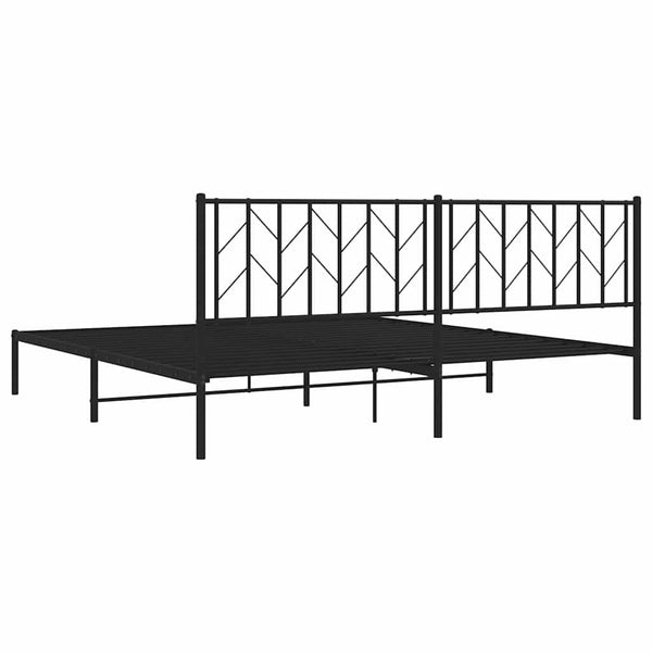 Schwarzes Metallbettgestell mit Kopfteil Tchervincky 193x203cm