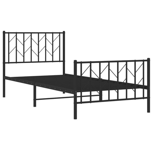 Schwarzes Metallbettgestell mit Kopfteil und Fußteil Tchervincky 90x190cm