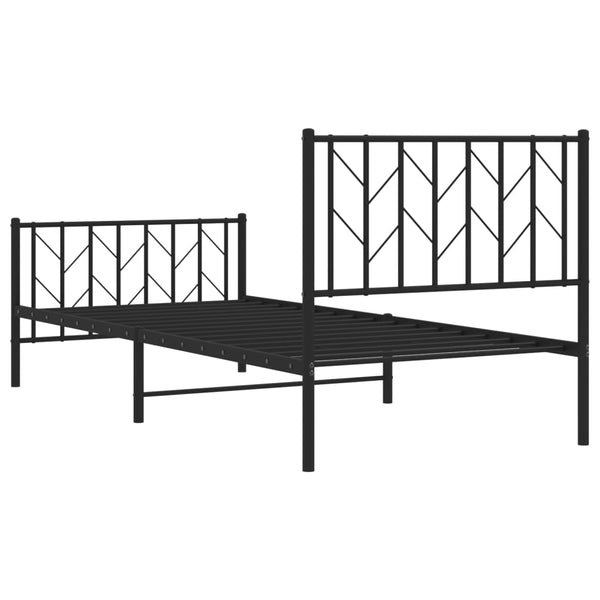 Schwarzes Metallbettgestell mit Kopfteil und Fußteil Tchervincky 90x190cm