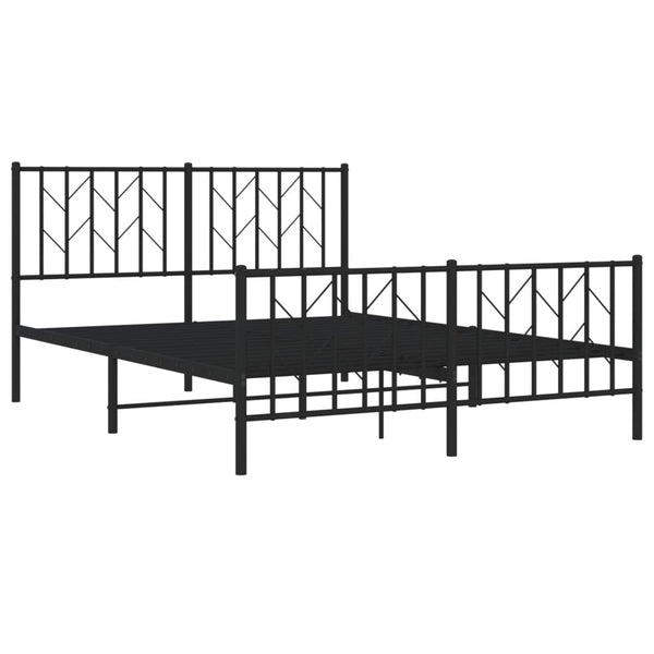 Schwarzes Metallbettgestell mit Kopfteil Tchervincky 135x190cm