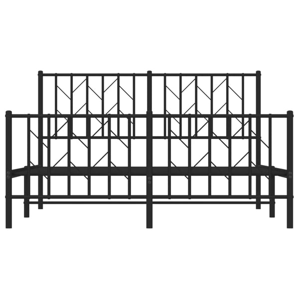 Schwarzes Metallbettgestell mit Kopfteil Tchervincky 135x190cm