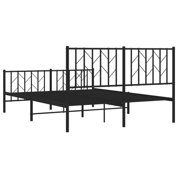 Schwarzes Metallbettgestell mit Kopfteil Tchervincky 135x190cm