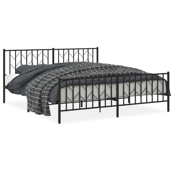 Schwarzes Metallbettgestell mit Kopfteil Tchervincky 183x213cm