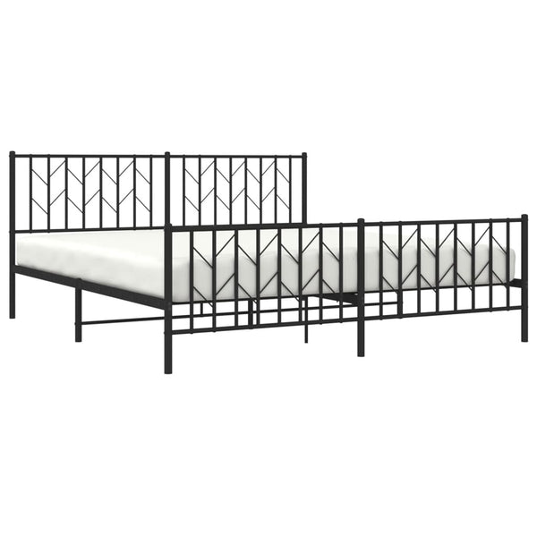 Schwarzes Metallbettgestell mit Kopfteil Tchervincky 183x213cm
