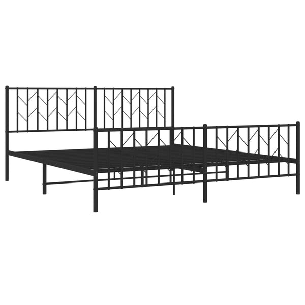 Schwarzes Metallbettgestell mit Kopfteil Tchervincky 183x213cm
