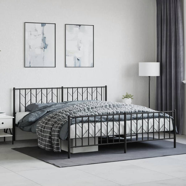 Schwarzes Metallbettgestell mit Kopfteil Tchervincky 183x213cm