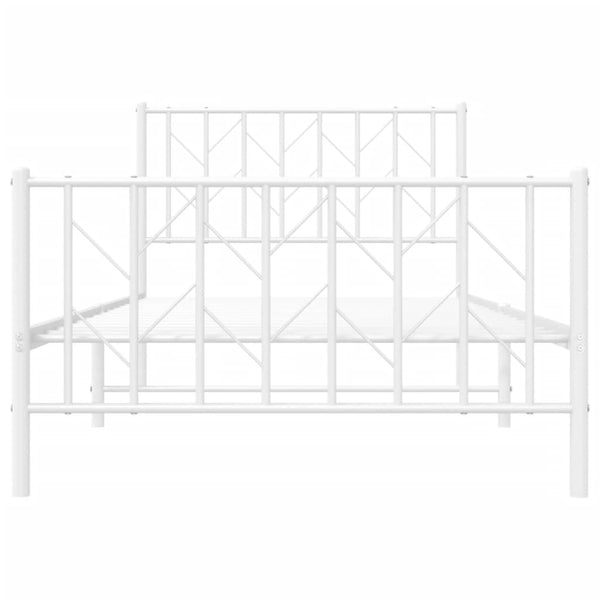 Weißes Metallbettgestell mit Kopfteil Tchervincky 100x190cm