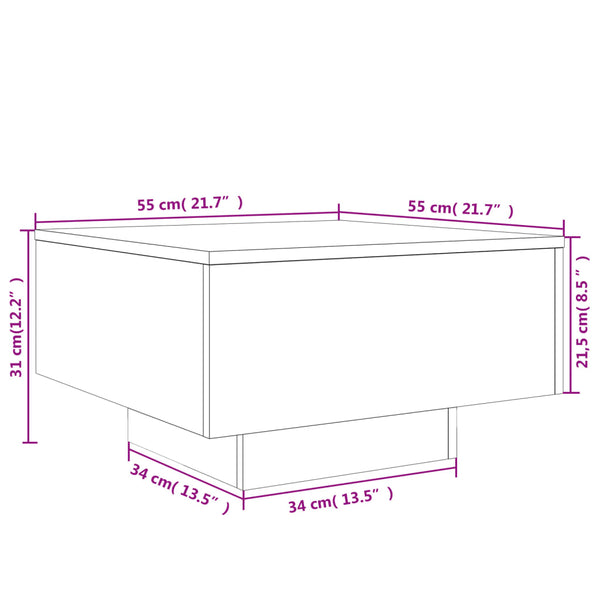 Couchtisch Carlene aus geräucherter Eiche 55x55x31cm (Holz)
