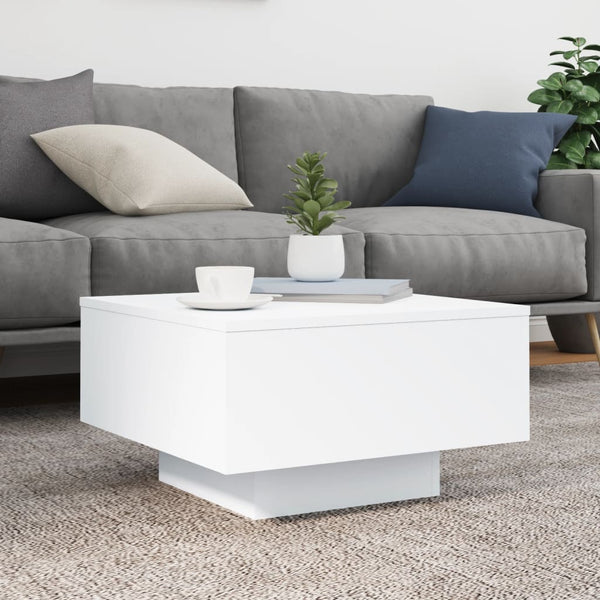 Valkoinen sohvapöytä led-valoilla Pimpi 55x55x31cm