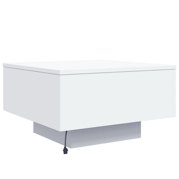 Valkoinen sohvapöytä led-valoilla Pimpi 55x55x31cm