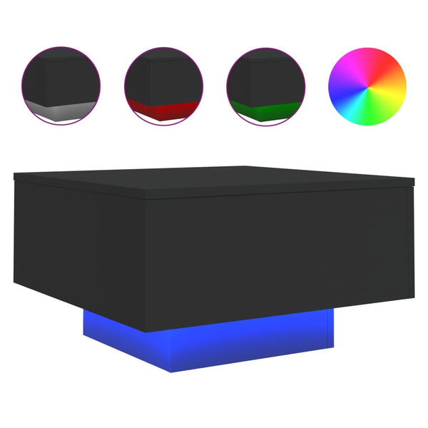 Schwarzer Couchtisch mit LED-Beleuchtung Pimpi 55x55x31cm