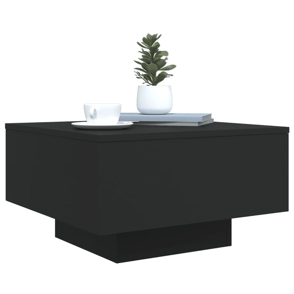 Schwarzer Couchtisch mit LED-Beleuchtung Pimpi 55x55x31cm