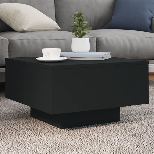 Schwarzer Couchtisch mit LED-Beleuchtung Pimpi 55x55x31cm