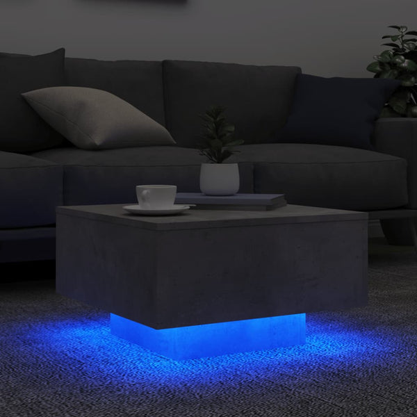 Betongrauer Couchtisch mit LED-Beleuchtung Pimpi 55x55x31cm
