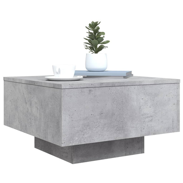 Betongrauer Couchtisch mit LED-Beleuchtung Pimpi 55x55x31cm