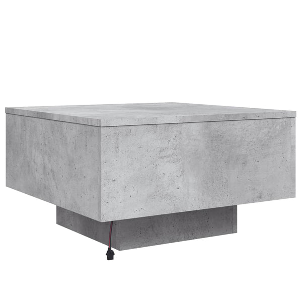 Betongrauer Couchtisch mit LED-Beleuchtung Pimpi 55x55x31cm