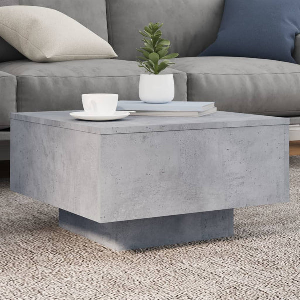 Betongrauer Couchtisch mit LED-Beleuchtung Pimpi 55x55x31cm
