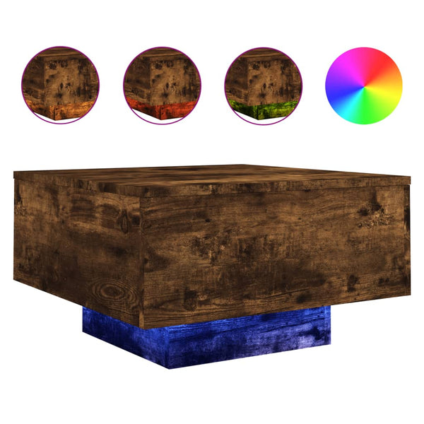 Couchtisch Räuchereiche mit LED-Beleuchtung Pimpi 55x55x31cm