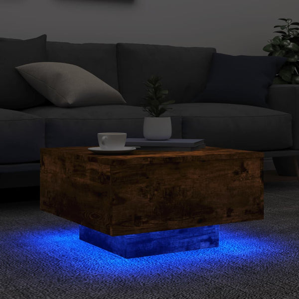 Couchtisch Räuchereiche mit LED-Beleuchtung Pimpi 55x55x31cm