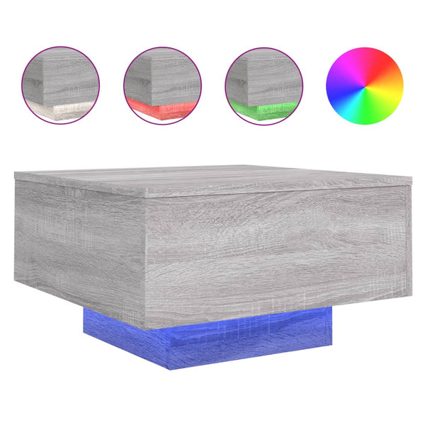 Harmaa sohvapöytä led-valoilla Pimpi 55x55x31cm (sonoma)