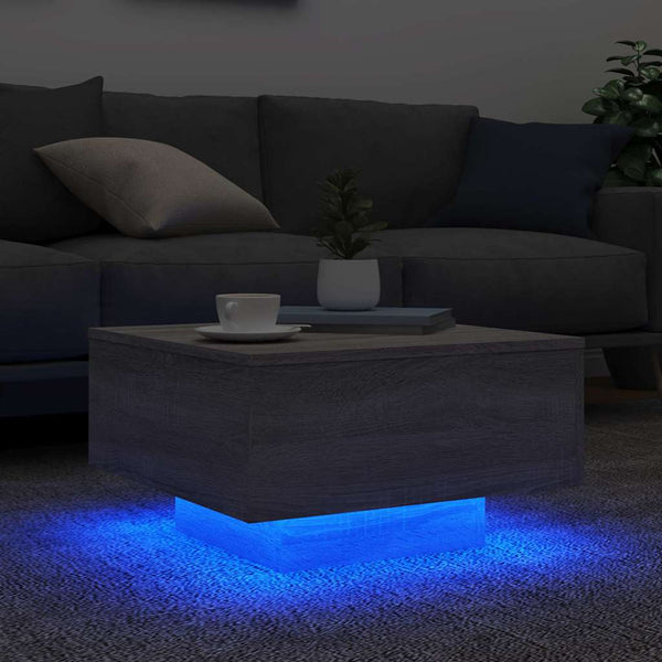 Harmaa sohvapöytä led-valoilla Pimpi 55x55x31cm (sonoma)