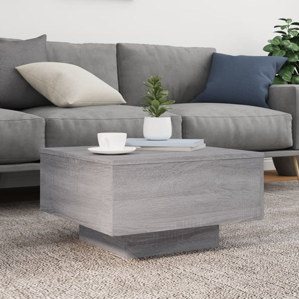 Harmaa sohvapöytä led-valoilla Pimpi 55x55x31cm (sonoma)