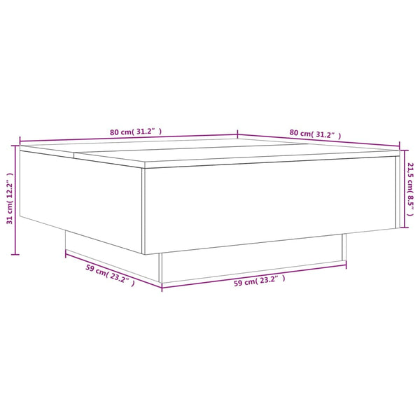 Grauer Couchtisch Carlene 80x80x31cm (Holz)