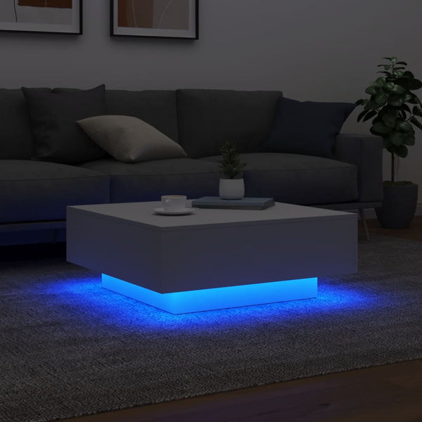 Couchtisch weiß Pimpi mit LED-Beleuchtung 80x80x31cm
